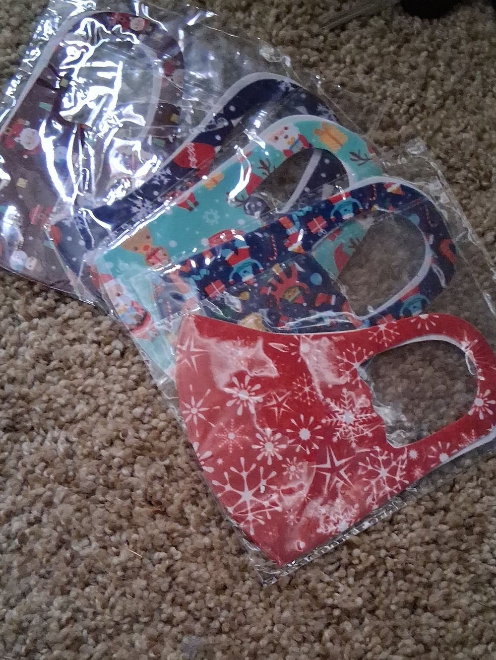 Holiday Pattern Face Masks - Red, Teal, Navy, Black Options